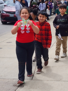 kids walking outside