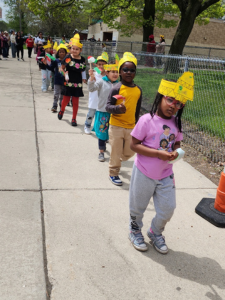 kids walking outside