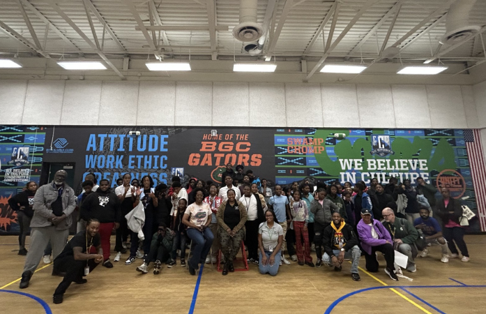  a large group of students, and teachers at boys and girls club