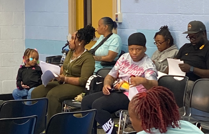  Families at a school meeting