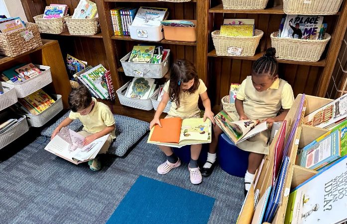  students reading in classroom