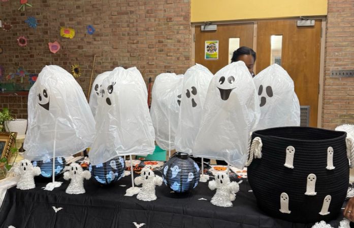  ghost decorations on display