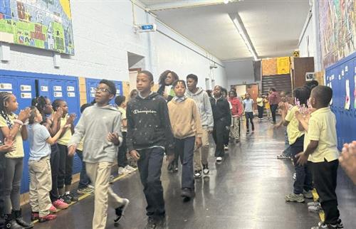  students in hallway