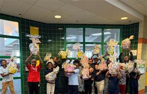  Students holding their finished baskets