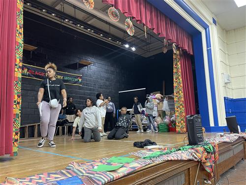 students on stage