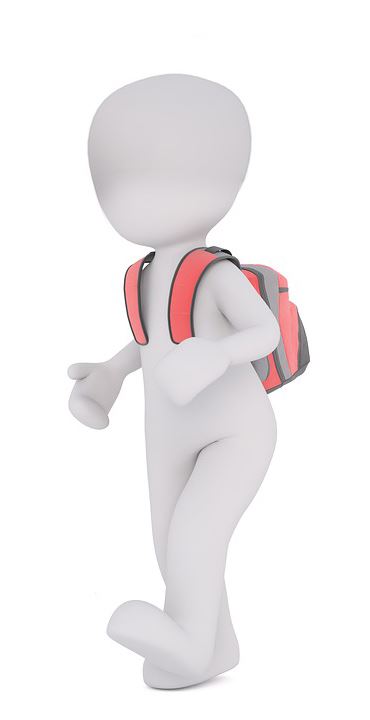 White 3D figure with backpack