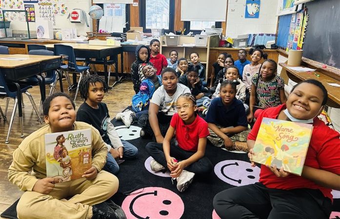   kids in the library for story time