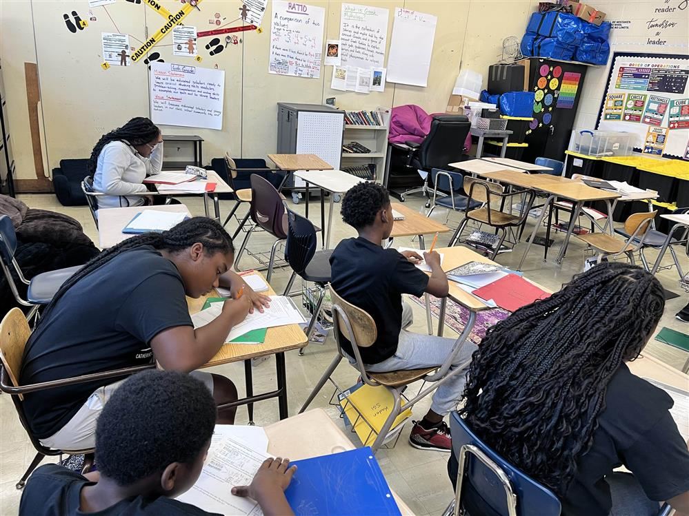 Students working in class