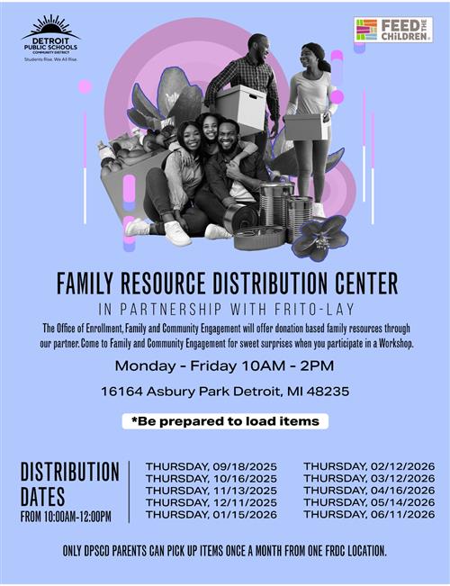 Family Resource Distribution Center Dates 25-26